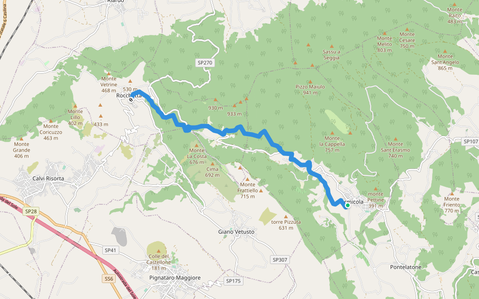 Transito - Via Micaelica walking route map in Formicola