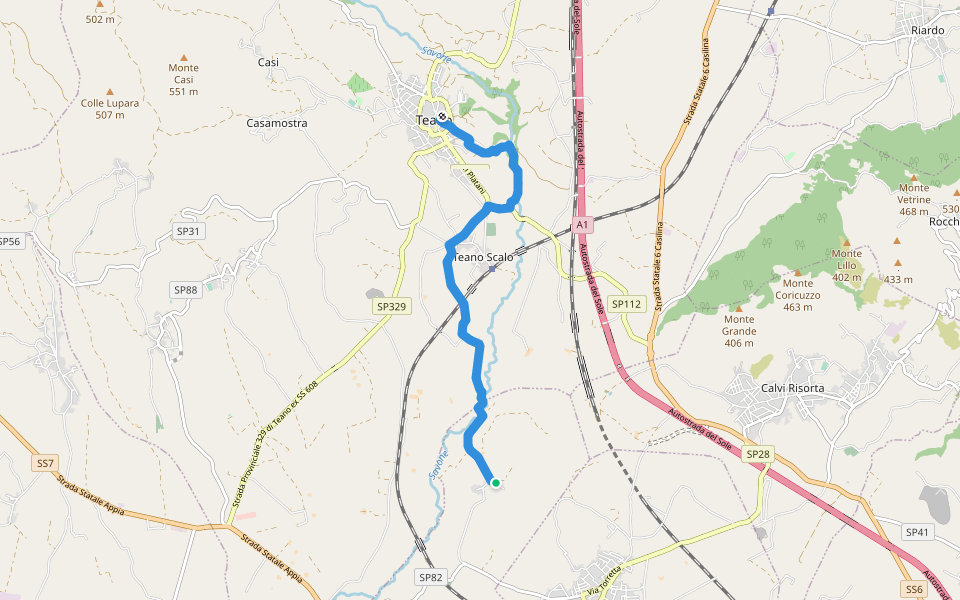 Transito - Via Micaelica walking route map in Montanaro