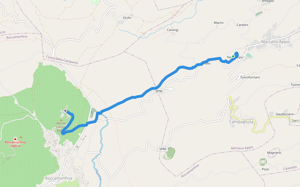 Per Torello walking route map in Terracorpo