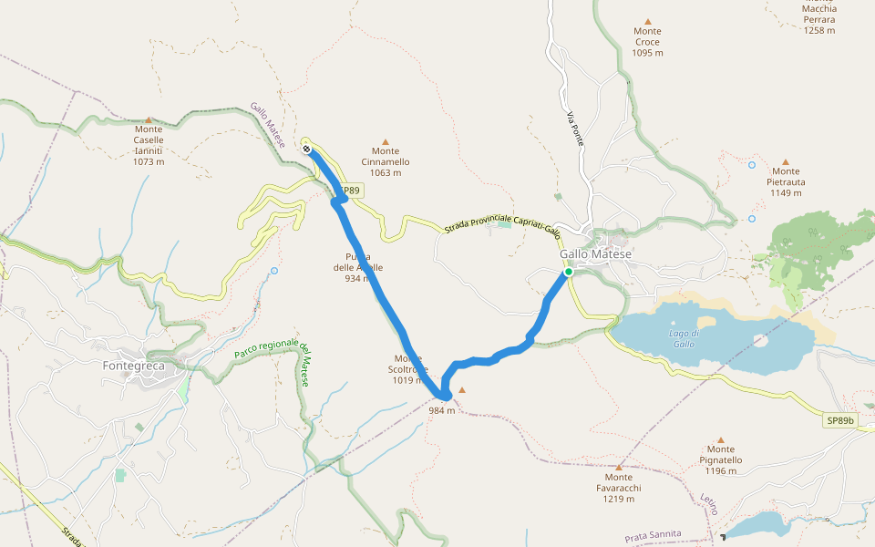 Monte Scoltrone walking route map in Gallo