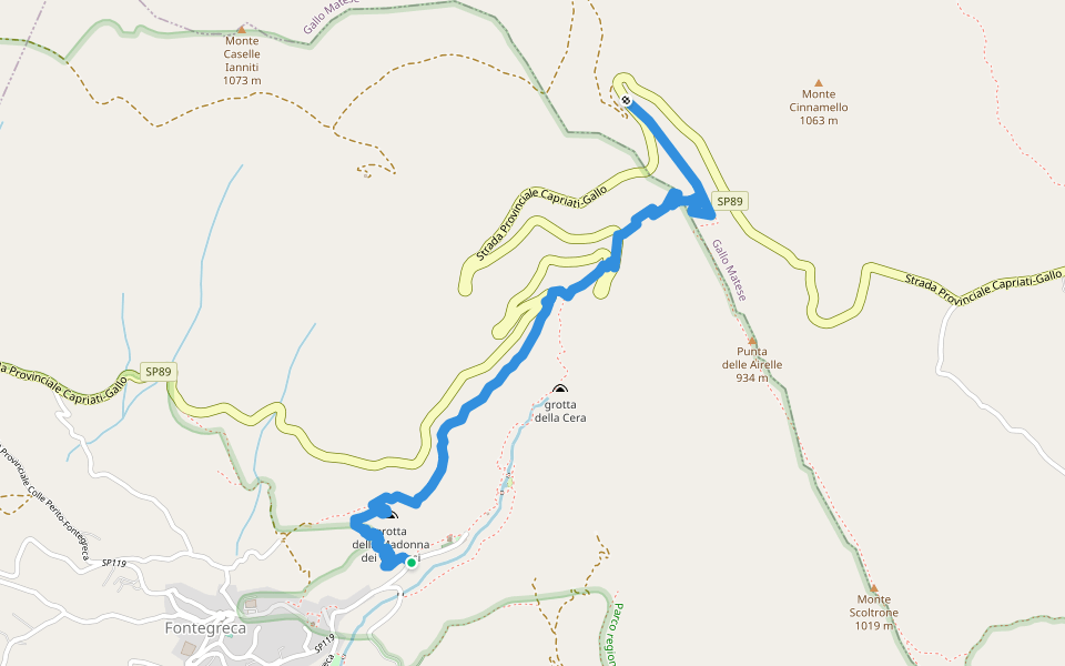 Val di conche walking route map in Fontegreca