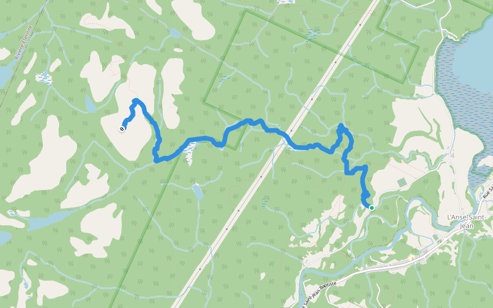 Sentier des Chutes walking route map in L'Anse-Saint-Jean