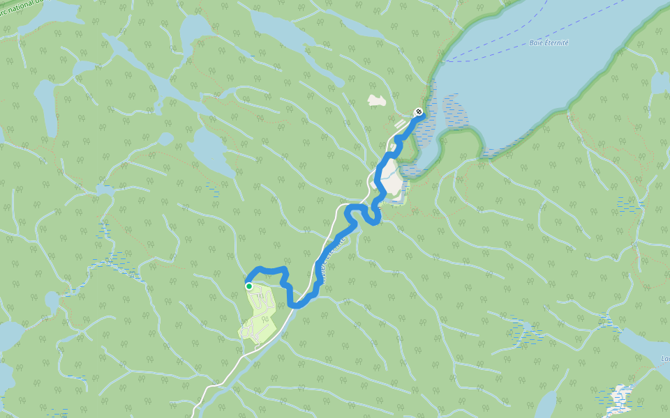 Sentier de la Rivière walking route map in Rivière-Éternité