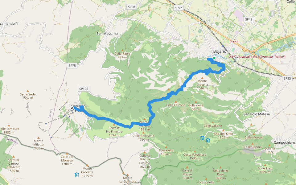 Sentiero Italia - Tappa Q06 walking route map in Bojano