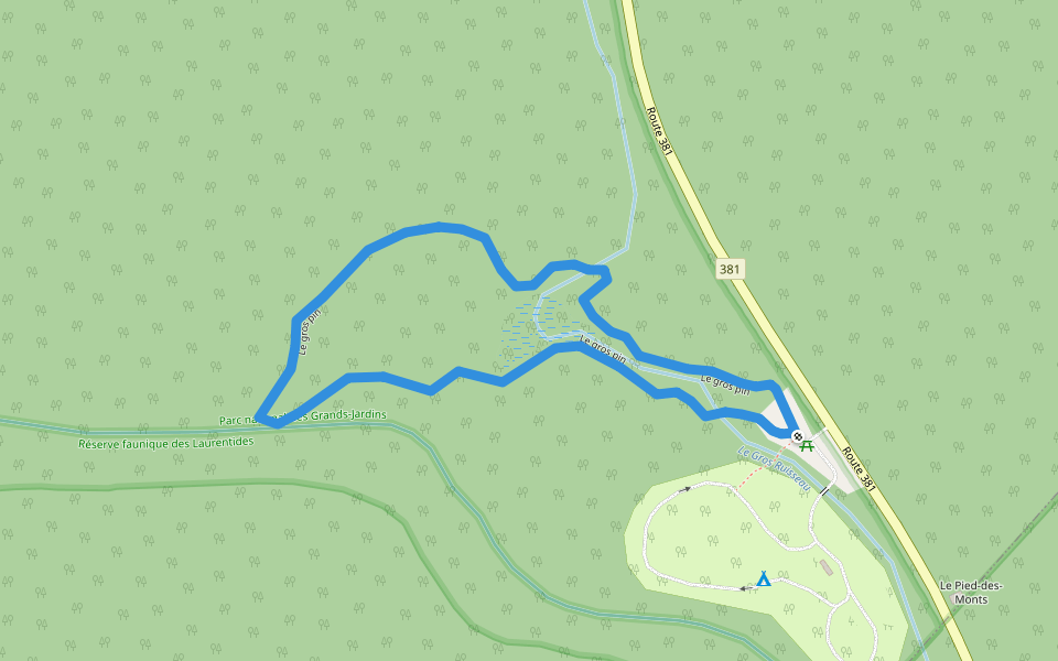 Sentier le Gros Pin walking route map in Saint-Urbain