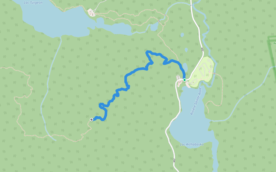 Sentier le Brûlé walking route map in Saint-Urbain