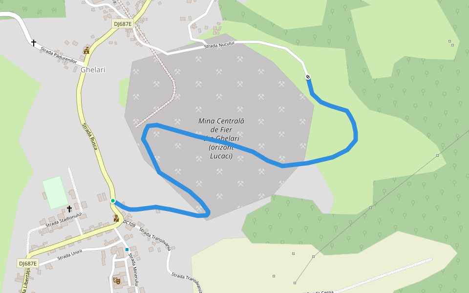 red triangle walking route map in Ghelari
