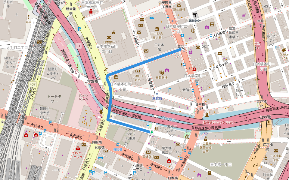 中央区散歩道(お江戸日本橋コース) walking route map in Chuo City