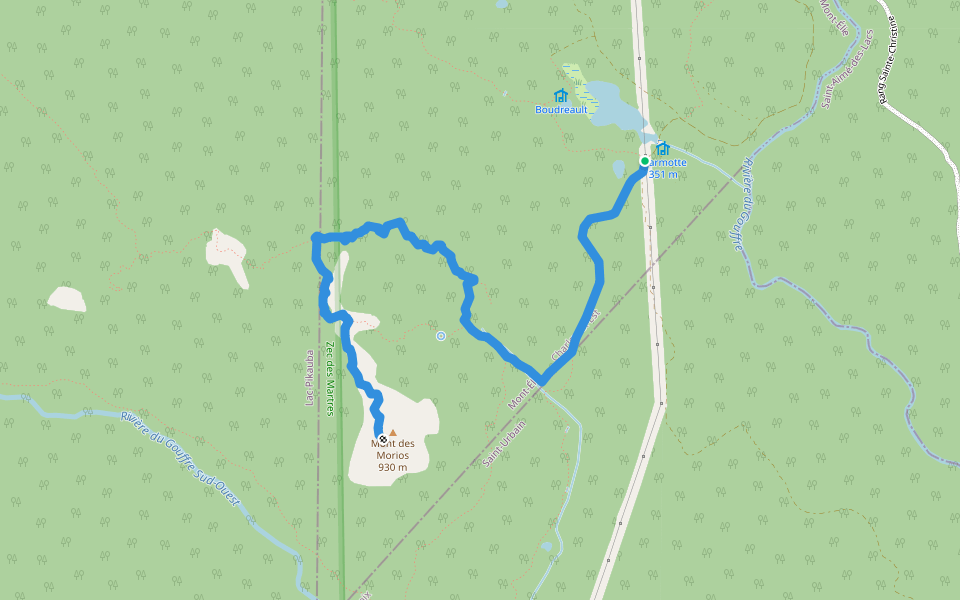 Sentier du Morios walking route map in Notre-Dame-des-Monts