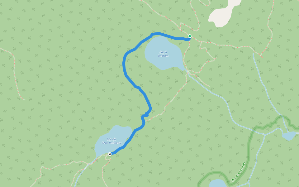 Sentier du Lac à la Main walking route map in Lac-Pikauba
