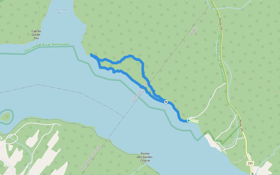 Sentier des Grands-Pins walking route map in Dégelis