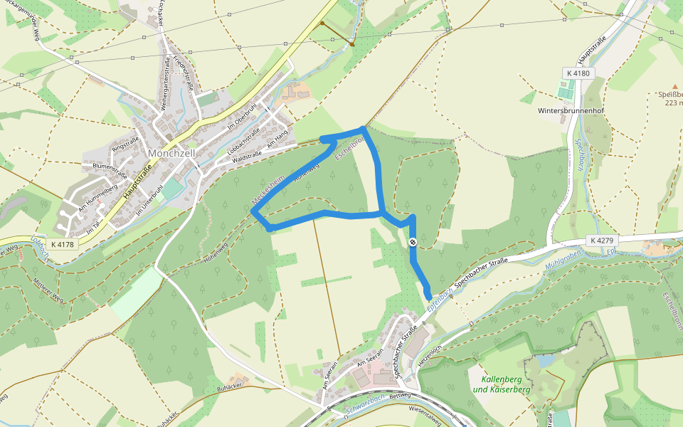 Rundwanderweg Eschelbronn Lohbrunnen 1: Bußloch-Weg walking route map in Eschelbronn