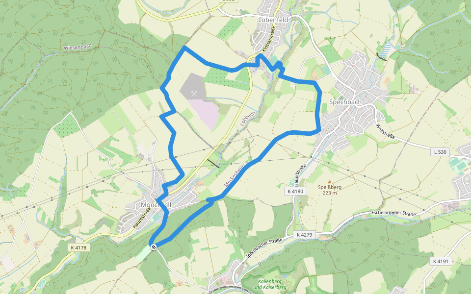 Rundwanderweg Mönchzell Sportplatz 3: Kloster-Weg walking route map in Meckesheim