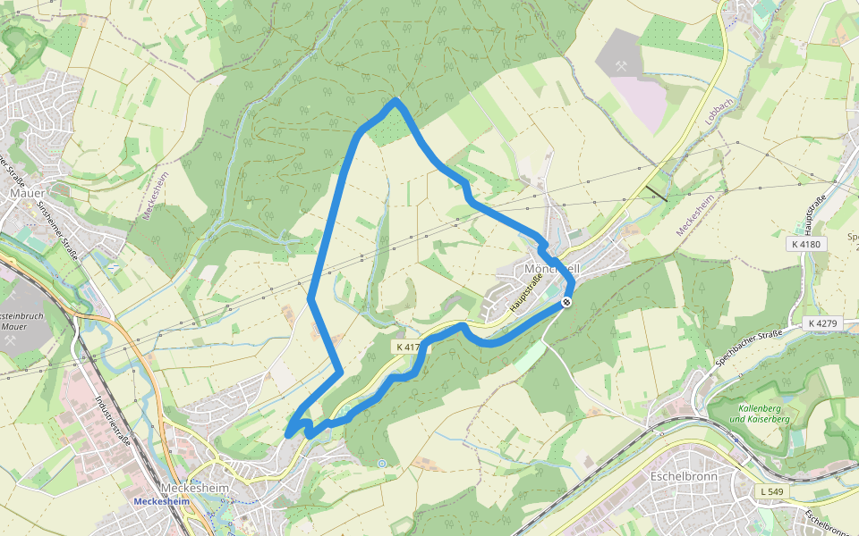 Rundwanderweg Meckesheim Buchwald 7: Salzberg-Weg walking route map in Meckesheim