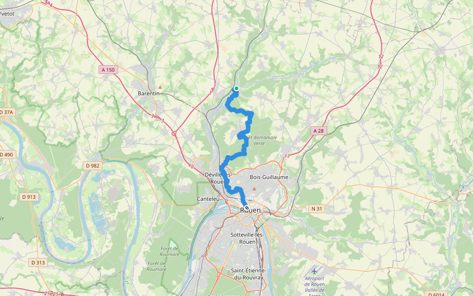 de Montville à Rouen walking route map in Montville