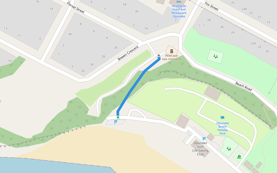 Opunake walkway walking route map in Ōpunake