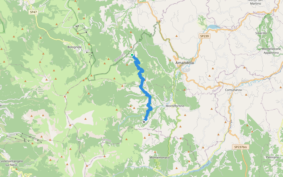 Grande Anello dei Sibillini Tappa 5 walking route map in Garulla Superiore