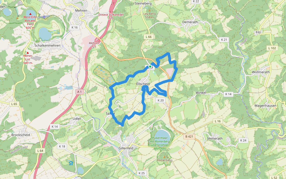 HeimatSpur Antoniusweg walking route map in Ellscheid
