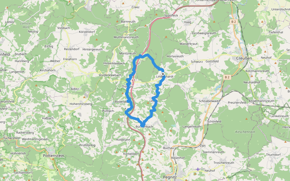 Bierquellenweg neu walking route map in Creußen