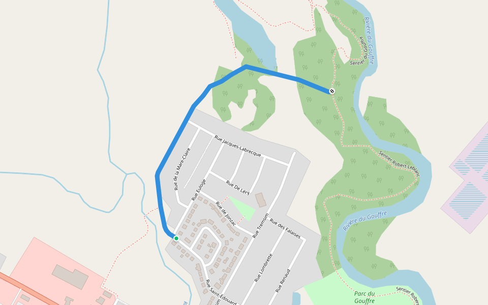 Connexion Sentier du Gouffre walking route map in Baie-Saint-Paul