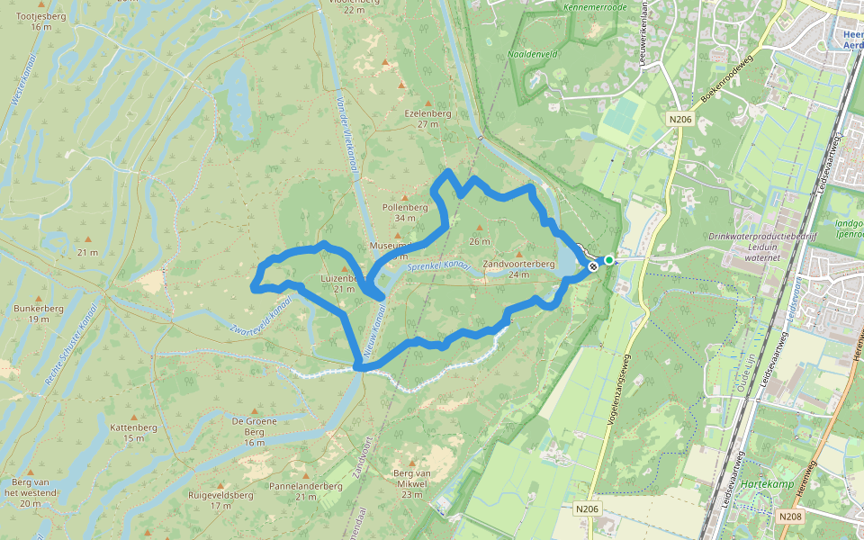 AWD-Oase-Oranje walking route map in Vogelenzang