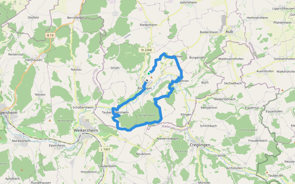 Liebliches Taubertal 25 Sonnenuhren und Brücken walking route map in Röttingen