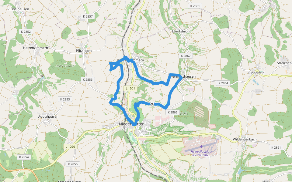 Liebliches Taubertal 24 Vorbach walking route map in Niederstetten