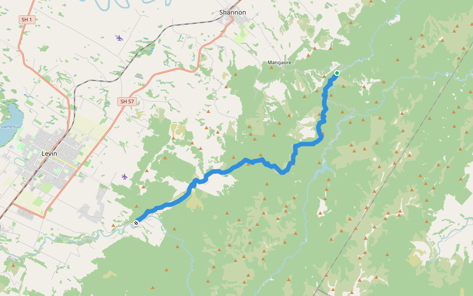 Mangahao - Manahika Track walking route map in Shannon