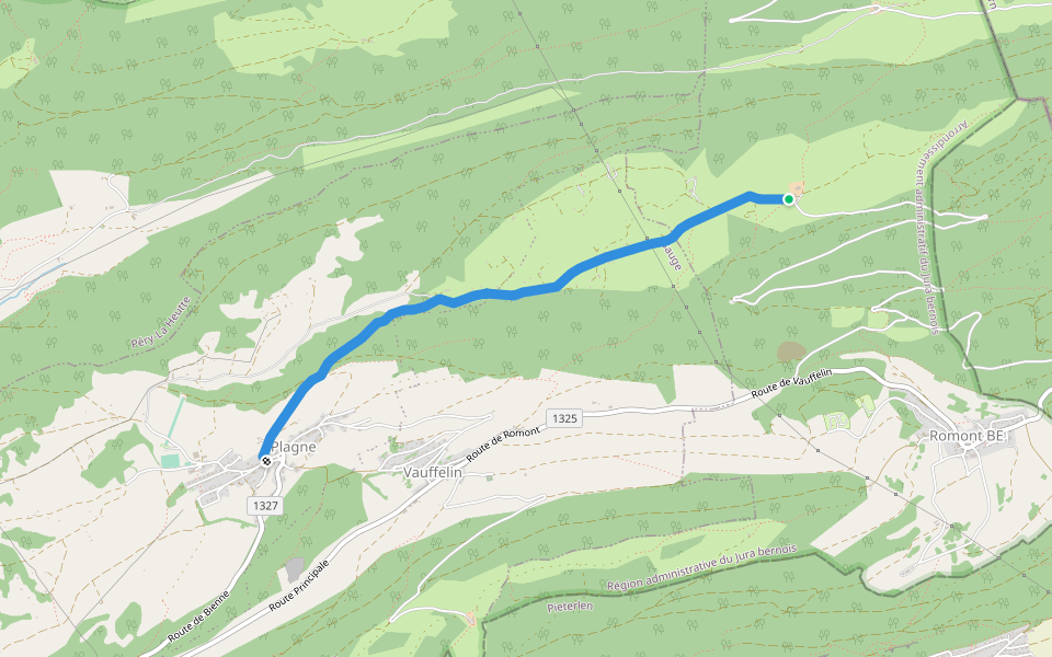 Montagne de Romont-Plagne walking route map in Romont