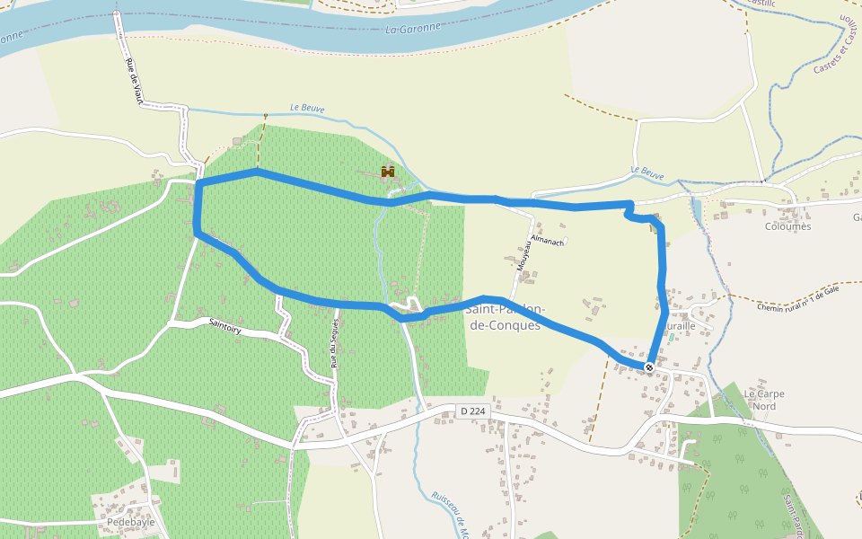 Les Jauberthes : boucle locale walking route map in Saint-Pardon-de-Conques