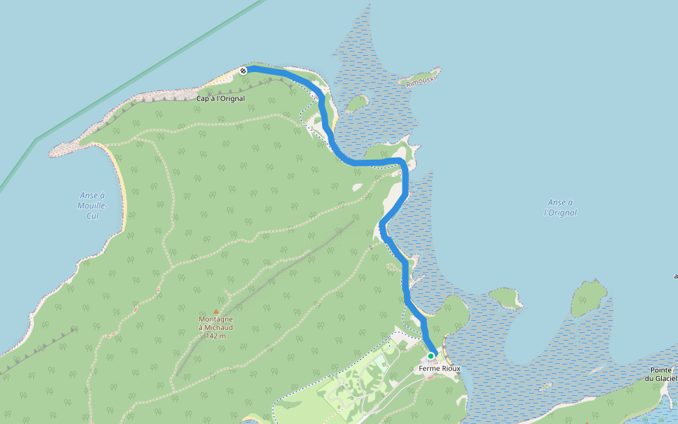 Le Chemin du nord walking route map in Rimouski