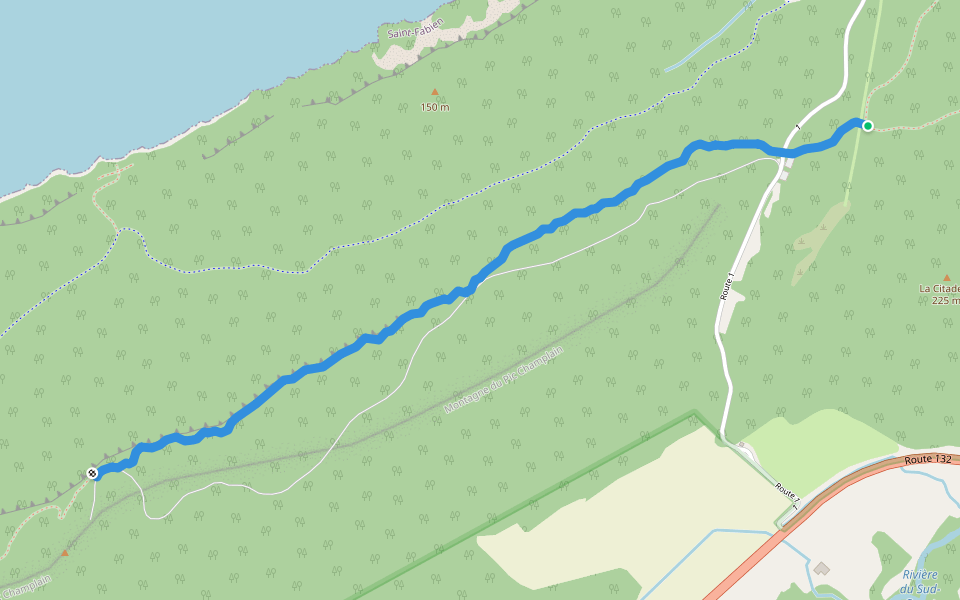 Le Pic Champlain walking route map in Saint-Fabien