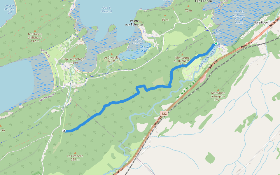 La Citadelle walking route map in Rimouski