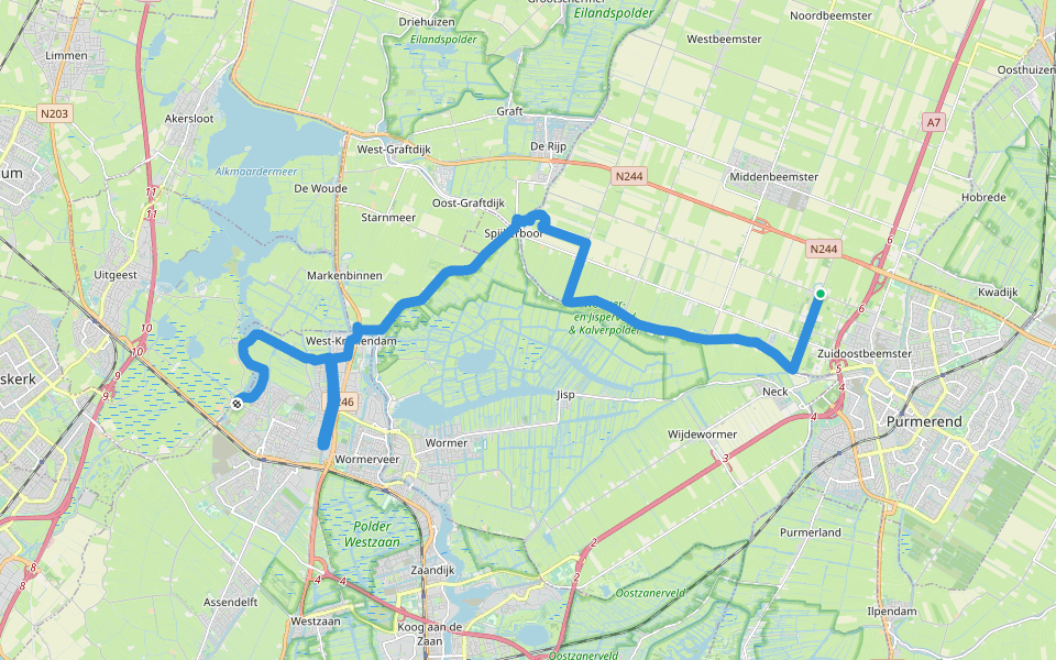 Waterliniepad - 02 walking route map in Zuidoostbeemster