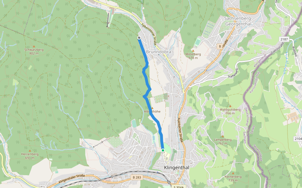 Höhensteig - Rundweg Klingenthal-Zwota walking route map in Klingenthal