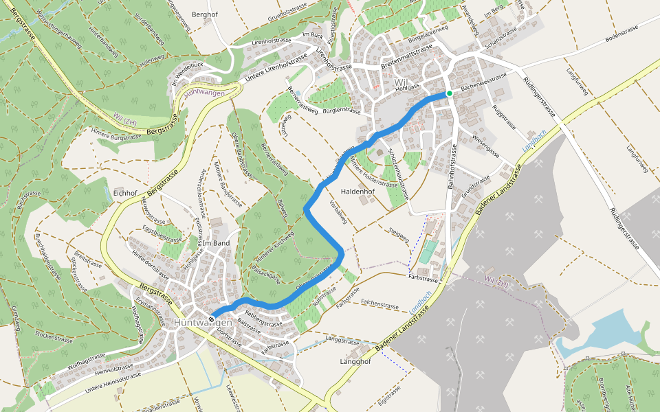Wil - Hüntwangen walking route map in Wil