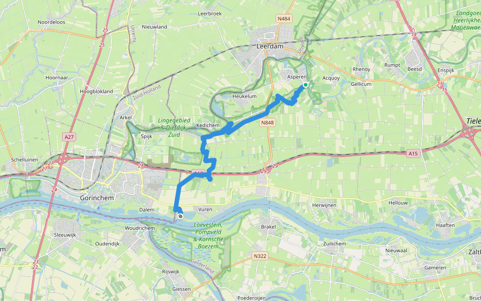 Waterliniepad - 17 walking route map in Asperen