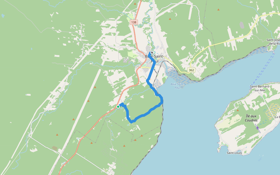 Tronçon De la Baie walking route map in Baie-Saint-Paul
