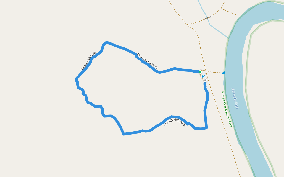 Craggs Hut Walk walking route map in Katarapko