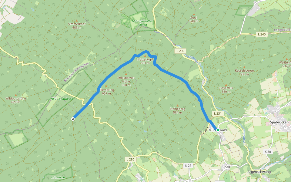 Münchwald-Trifthütte walking route map in Münchwald