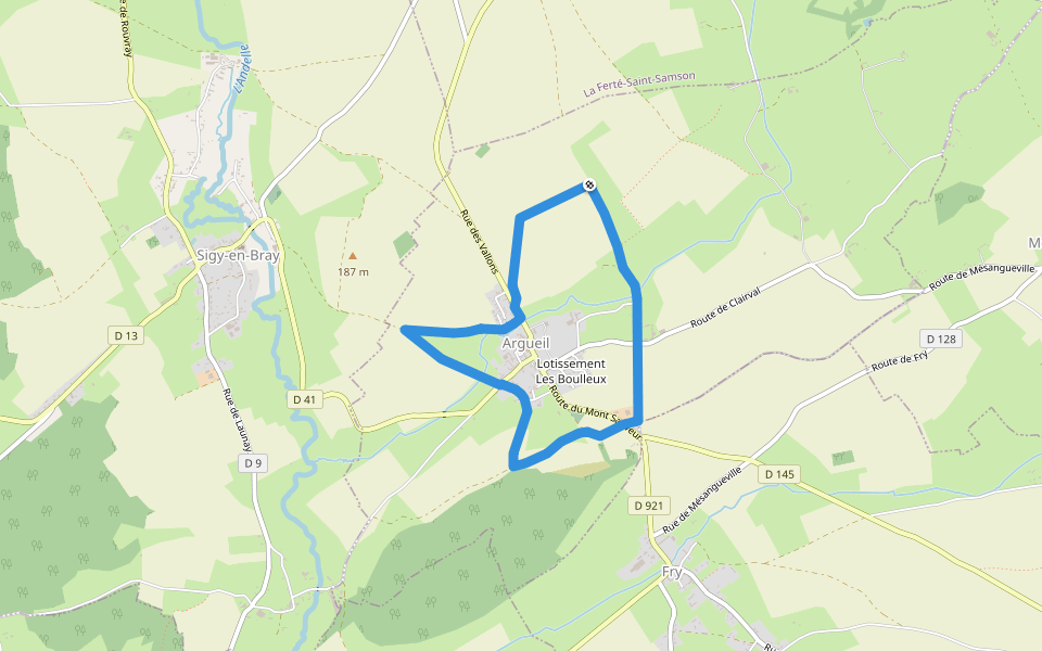 Circuit de La Roulée walking route map in Argueil