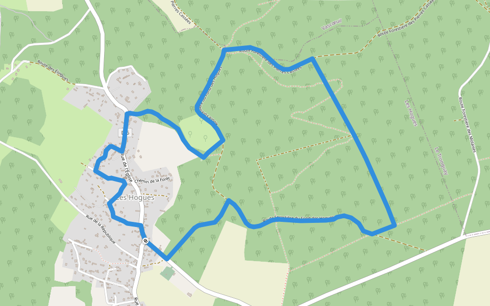 Boucle de Saint-Mathurin walking route map in Les Hogues