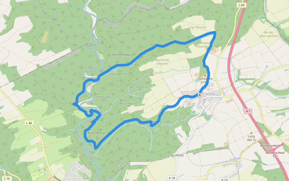 Urpferdweg 51 walking route map in Eckfeld