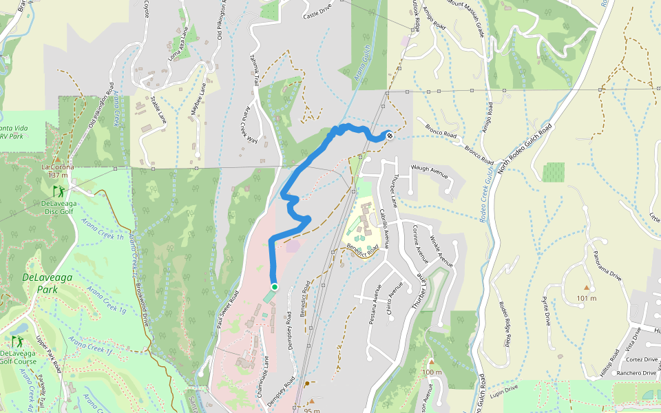 Blue Trail walking route map in Santa Cruz