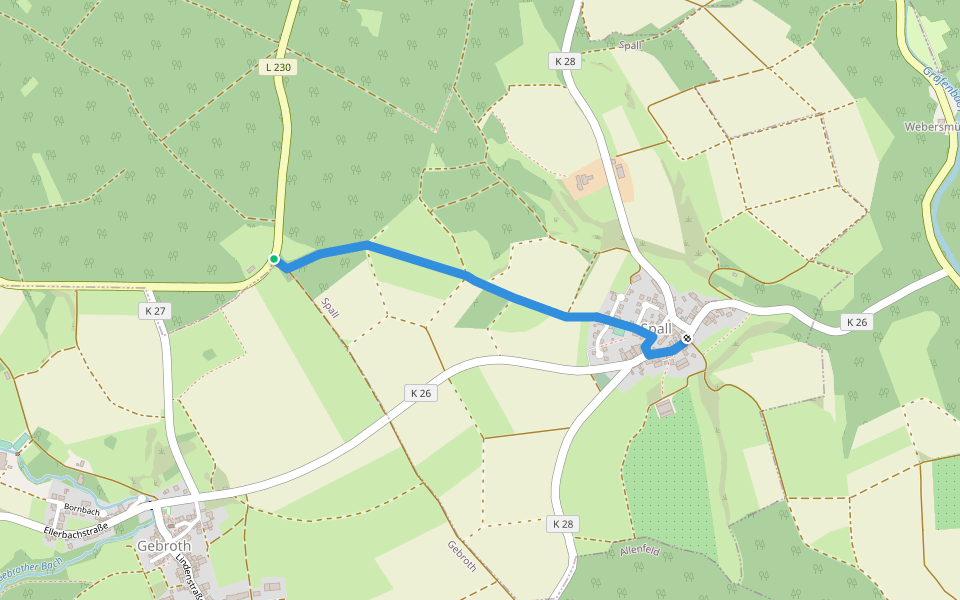 Spall - Forsthaus Gebroth walking route map in Spall