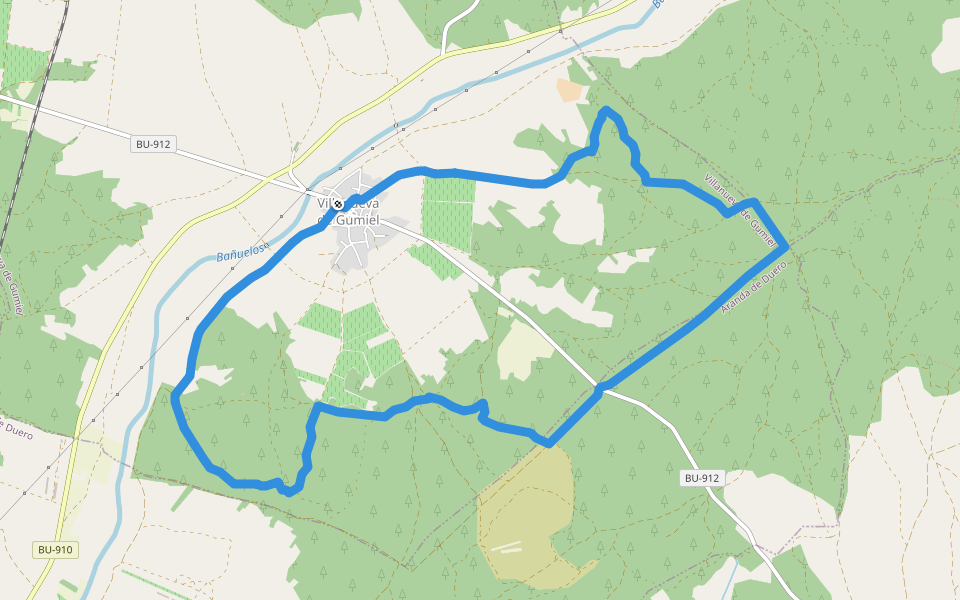 PR-BU 174 Sendero de los Resineros walking route map in Villanueva de Gumiel