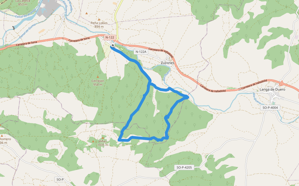 PR-BU 80 Valle de la Virgen del Monte walking route map in La Vid