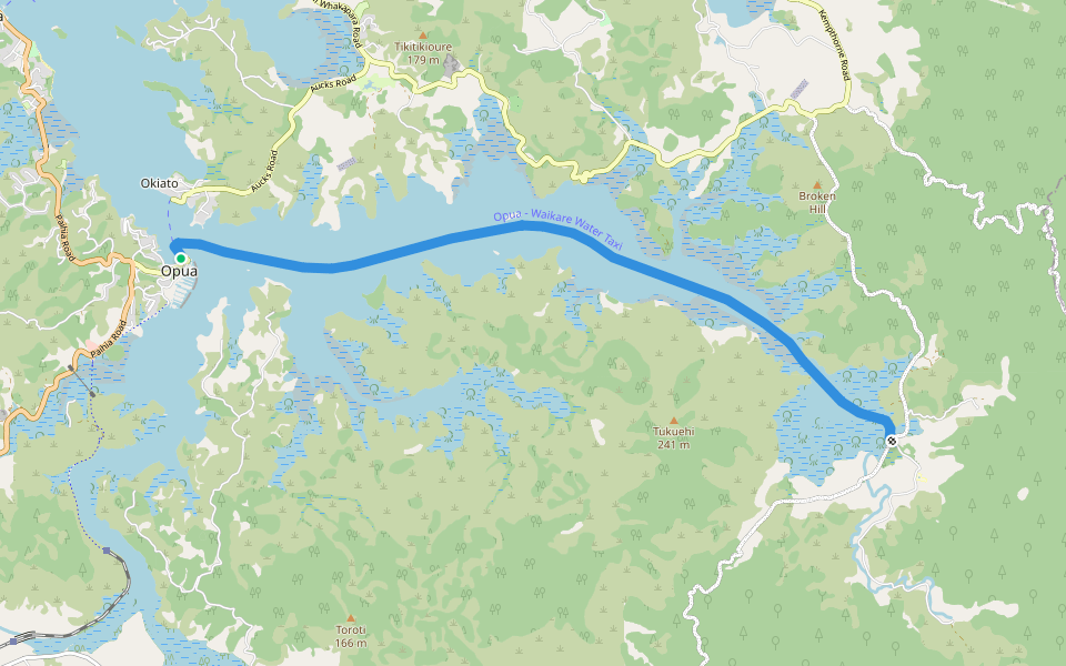 Te Araroa - alternative route walking route map in Opua