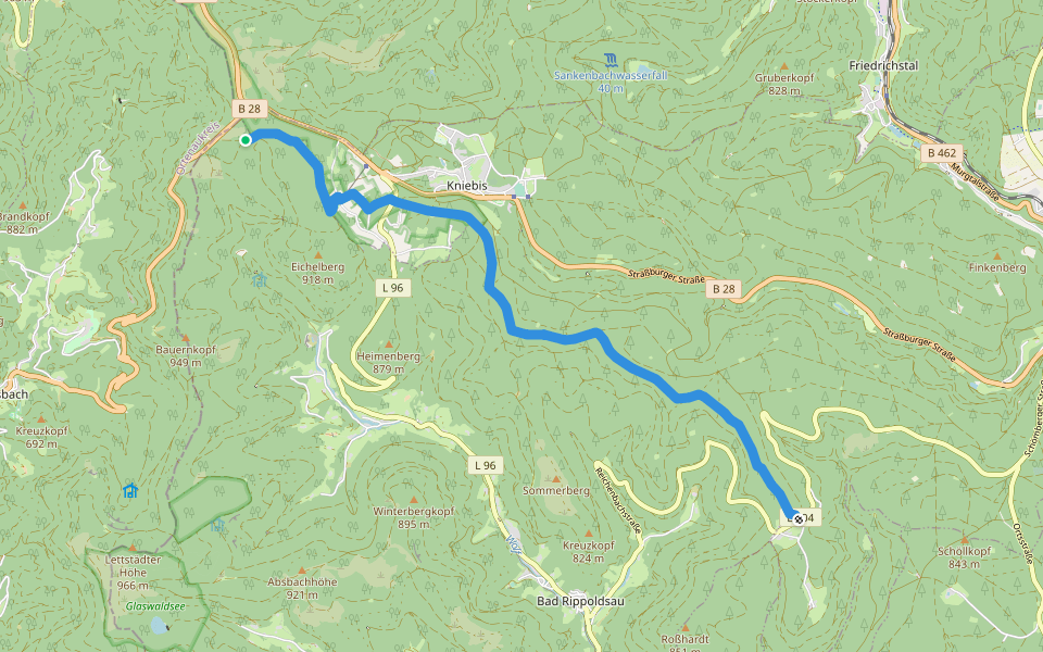 Grenzweg walking route map in Bad Peterstal-Griesbach
