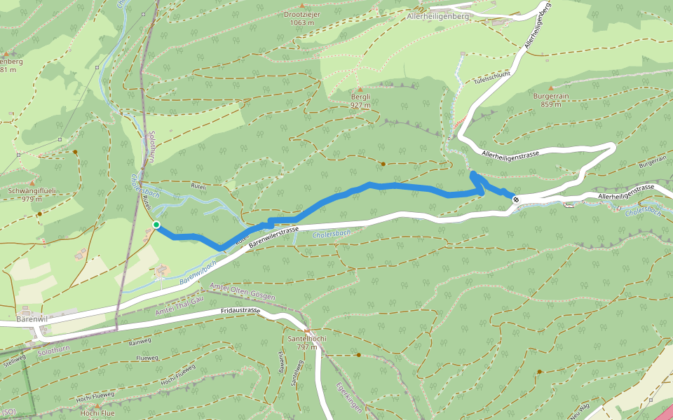Rüteli - Allerheiligen Rank walking route map in Langenbruck